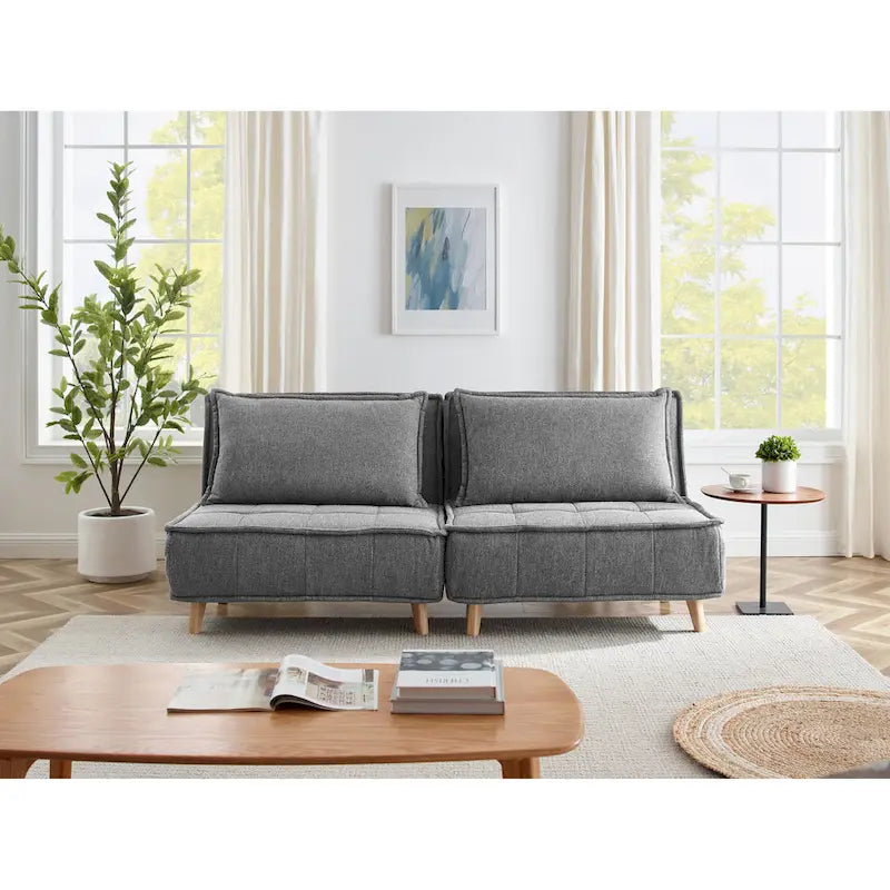 Canapé modulaire convertible gris / jaune / bleu, sans accoudoirs, 1-3 places