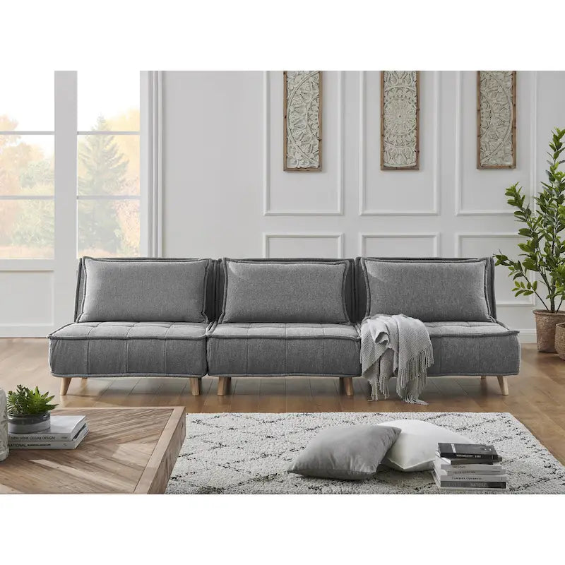 Canapé modulaire convertible gris / jaune / bleu, sans accoudoirs, 1-3 places