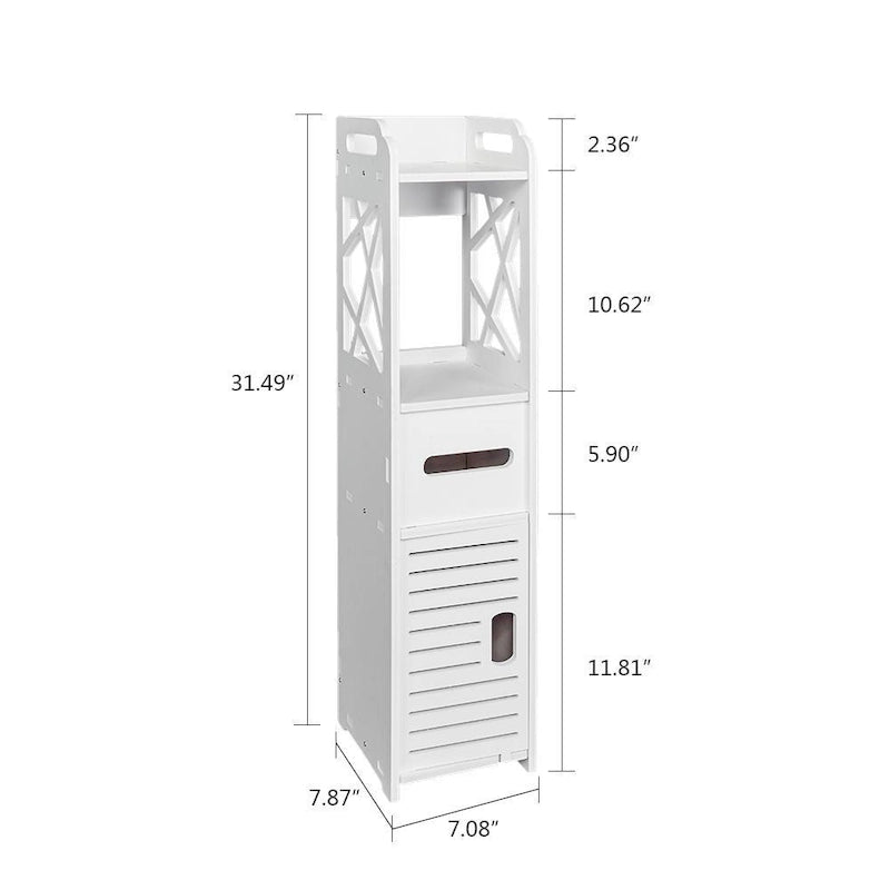 Meuble de rangement de salle de bain blanc fin avec tiroir, pour une personne