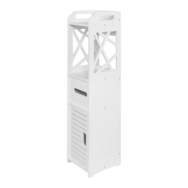 Meuble de rangement de salle de bain blanc fin avec tiroir, pour une personne