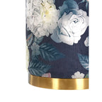 Pouffe/tabouret rond en velours floral multicolore, 1 personne