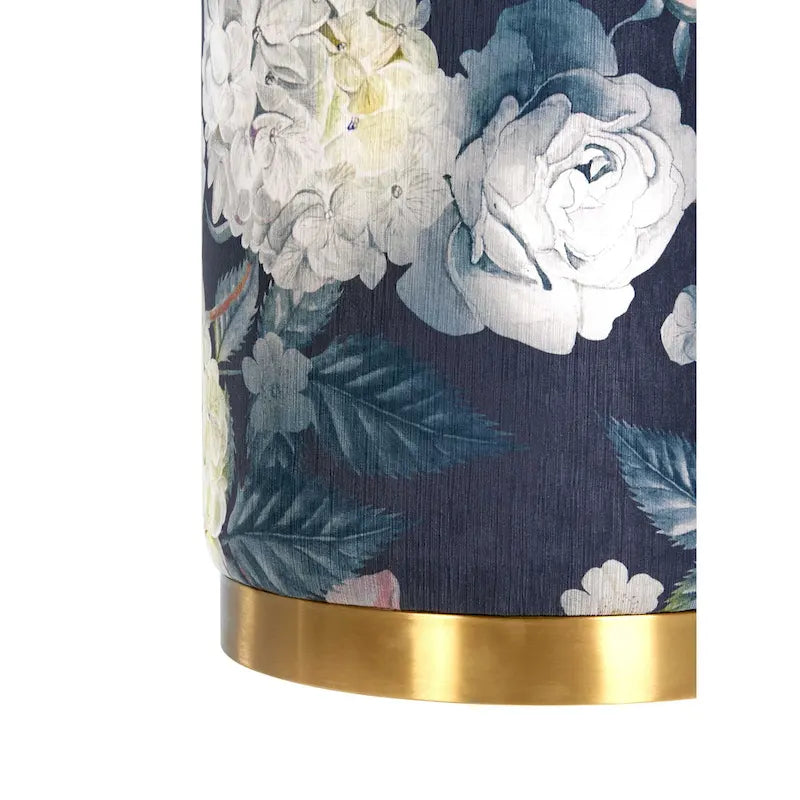 Pouffe/tabouret rond en velours floral multicolore, 1 personne
