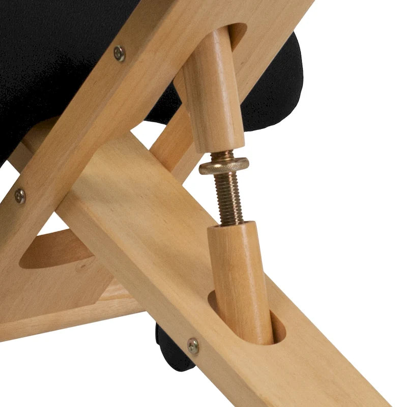 Chaise à genoux en tissu noir, monoplace, structure en bois