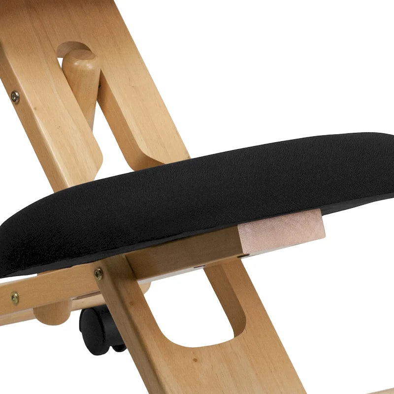 Chaise à genoux en tissu noir, monoplace, structure en bois