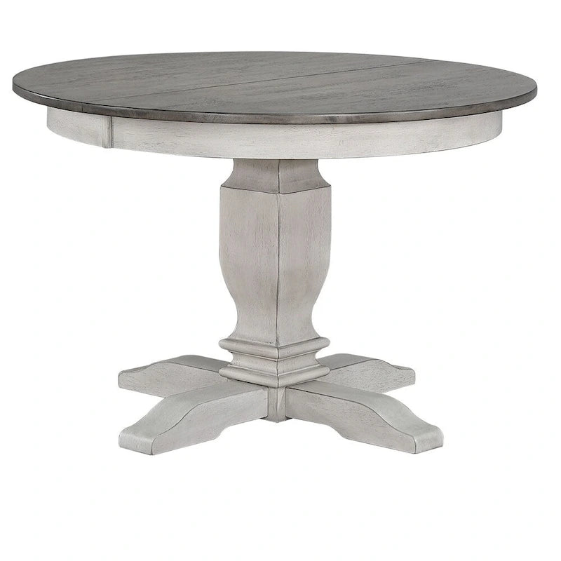 Ensemble de salle à manger rond gris et blanc, style dossier échelle, 4 places
