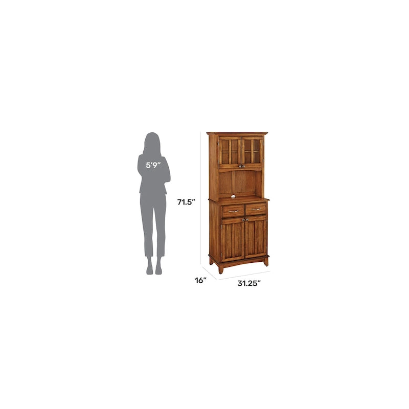 Buffet de rangement en bois finition chêne avec portes vitrées, assemblage par 1 personne