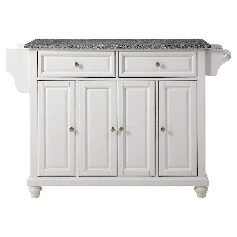 Îlot de cuisine fixe blanc avec plateau en granit, style traditionnel