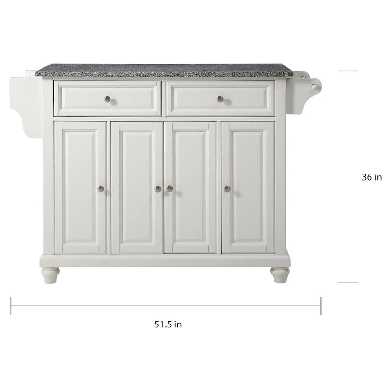Îlot de cuisine fixe blanc avec plateau en granit, style traditionnel