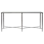 Console en fer noir et verre trempé, simple, 63L x 30H x 14P