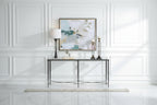 Console en fer noir et verre trempé, simple, 63L x 30H x 14P