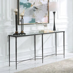 Console en fer noir et verre trempé, simple, 63L x 30H x 14P