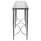 Console en fer noir et verre trempé, simple, 63L x 30H x 14P