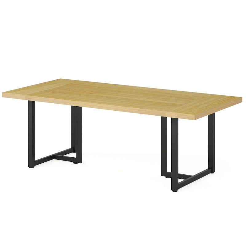 Bureau d'ordinateur rectangulaire de 70,9 po, érable/blanc/marron, pieds en métal, pour une personne