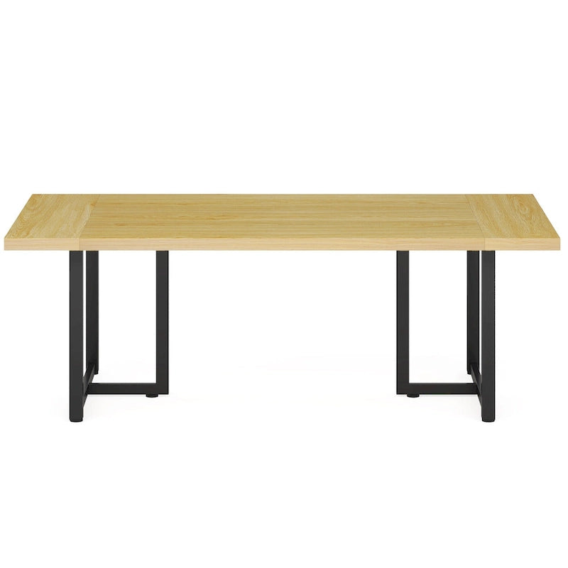 Bureau d'ordinateur rectangulaire de 70,9 po, érable/blanc/marron, pieds en métal, pour une personne