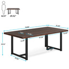 Bureau d'ordinateur rectangulaire de 70,9 po, érable/blanc/marron, pieds en métal, pour une personne