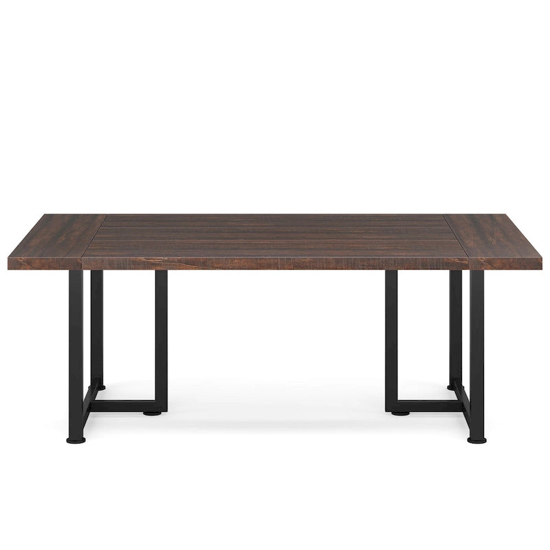 Bureau d'ordinateur rectangulaire de 70,9 po, érable/blanc/marron, pieds en métal, pour une personne