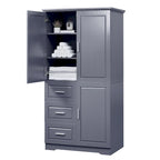 Meuble haut de rangement gris/blanc avec portes et tiroirs, simple