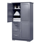 Meuble haut de rangement gris/blanc avec portes et tiroirs, simple