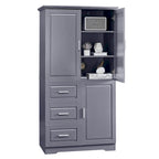Meuble haut de rangement gris/blanc avec portes et tiroirs, simple