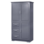 Meuble haut de rangement gris/blanc avec portes et tiroirs, simple