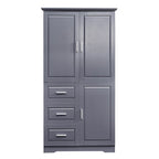 Meuble haut de rangement gris/blanc avec portes et tiroirs, simple