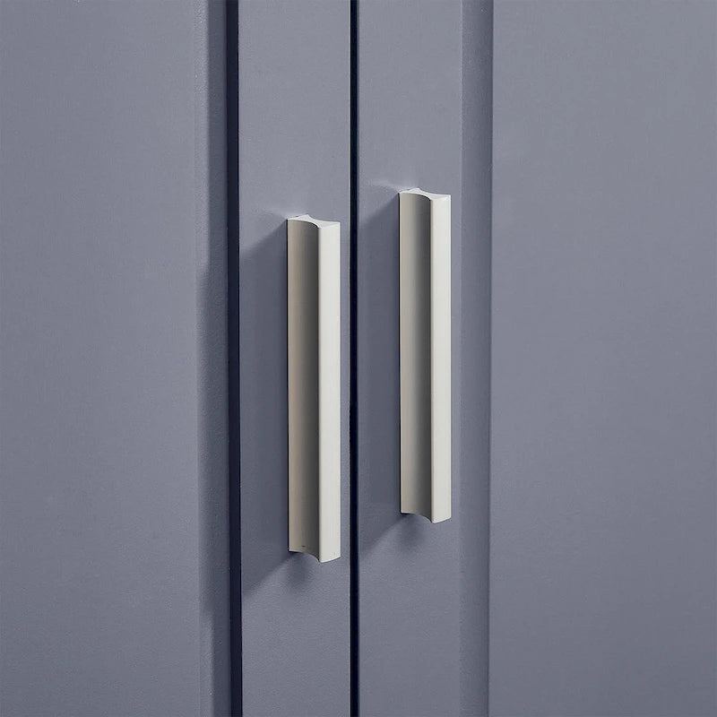 Meuble haut de rangement gris/blanc avec portes et tiroirs, simple