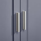 Meuble haut de rangement gris/blanc avec portes et tiroirs, simple