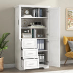 Meuble haut de rangement gris/blanc avec portes et tiroirs, simple