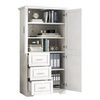 Meuble haut de rangement gris/blanc avec portes et tiroirs, simple