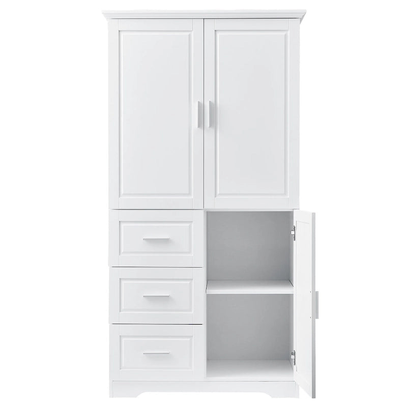 Meuble haut de rangement gris/blanc avec portes et tiroirs, simple