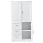 Meuble haut de rangement gris/blanc avec portes et tiroirs, simple