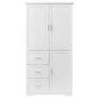 Meuble haut de rangement gris/blanc avec portes et tiroirs, simple