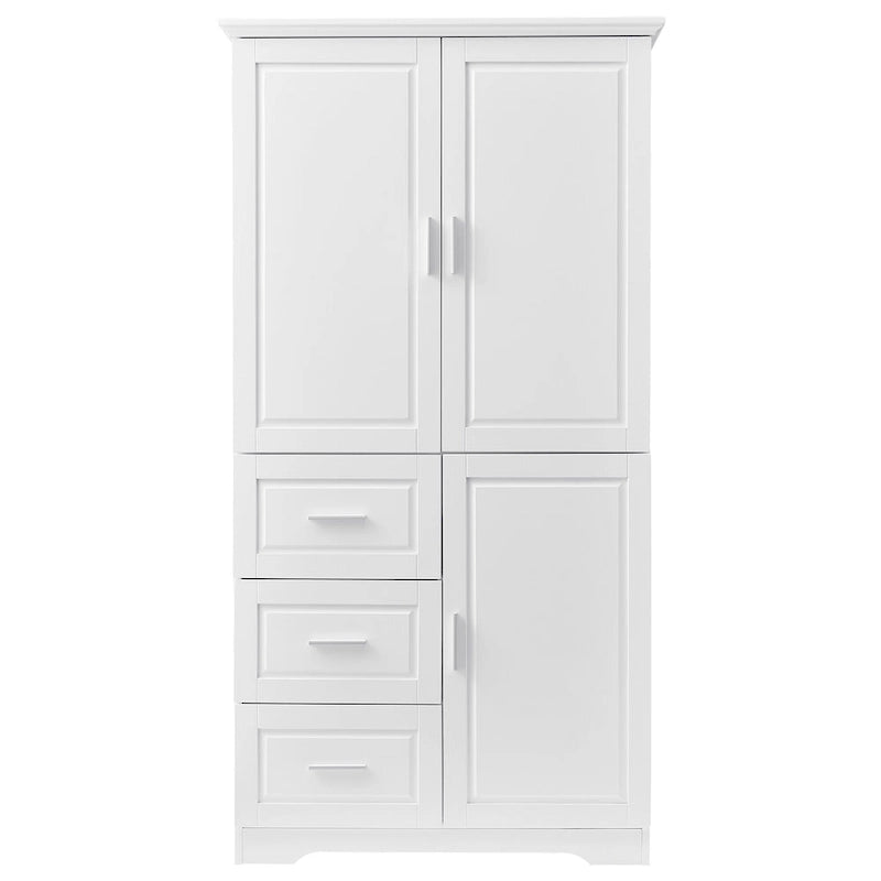 Meuble haut de rangement gris/blanc avec portes et tiroirs, simple