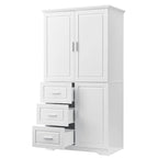 Meuble haut de rangement gris/blanc avec portes et tiroirs, simple