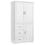 Meuble haut de rangement gris/blanc avec portes et tiroirs, simple