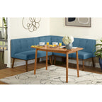 Ensemble de salle à manger d'angle mi-siècle bleu/gris/beige, 4 places