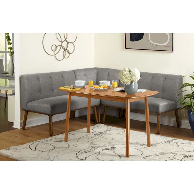Ensemble de salle à manger d'angle mi-siècle bleu/gris/beige, 4 places