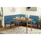 Ensemble de salle à manger d'angle mi-siècle bleu/gris/beige, 4 places