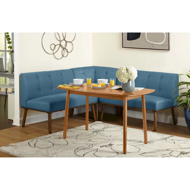 Ensemble de salle à manger d'angle mi-siècle bleu/gris/beige, 4 places