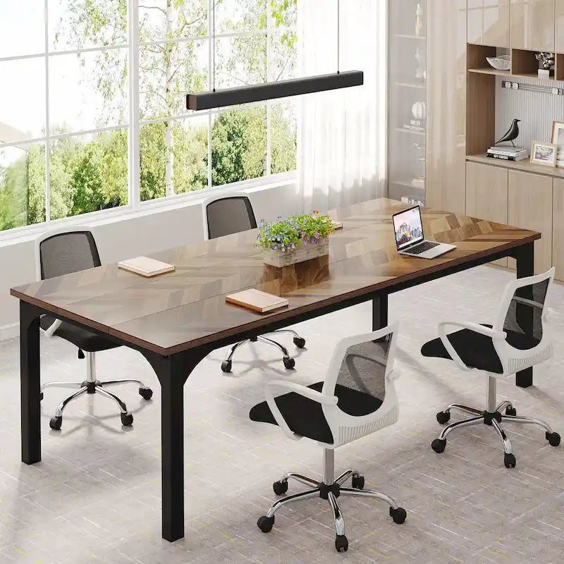 Grand bureau marron/gris, bureau d'ordinateur pour une personne