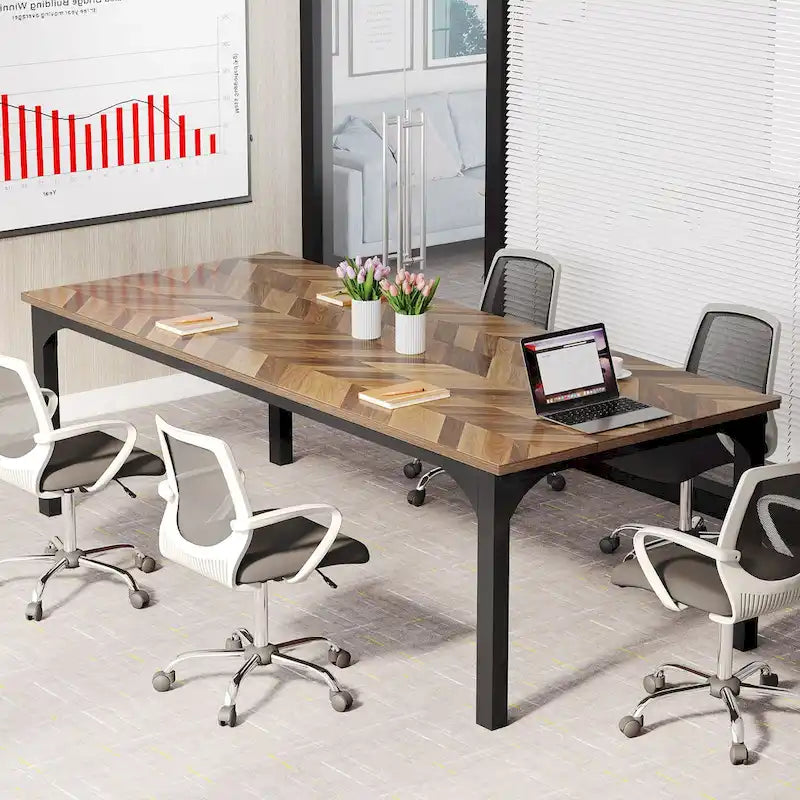 Grand bureau marron/gris, bureau d'ordinateur pour une personne