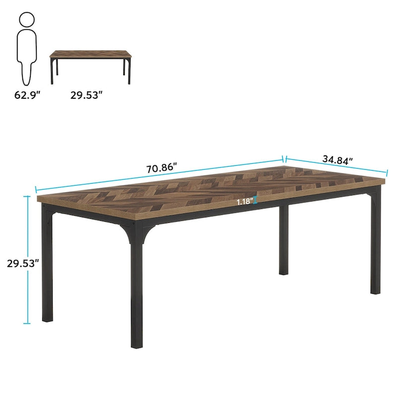 Grand bureau marron/gris, bureau d'ordinateur pour une personne
