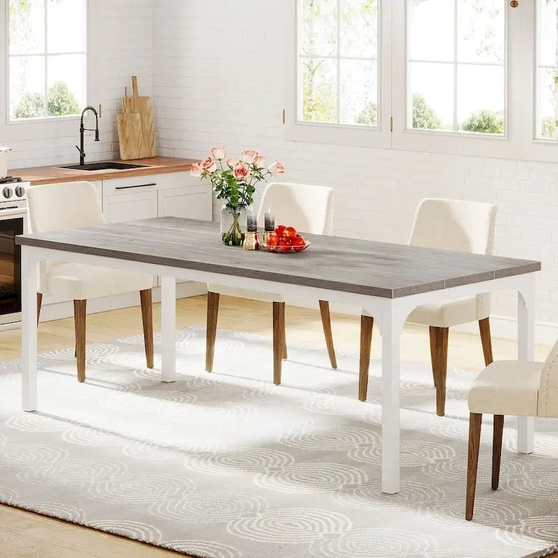 Grand bureau marron/gris, bureau d'ordinateur pour une personne