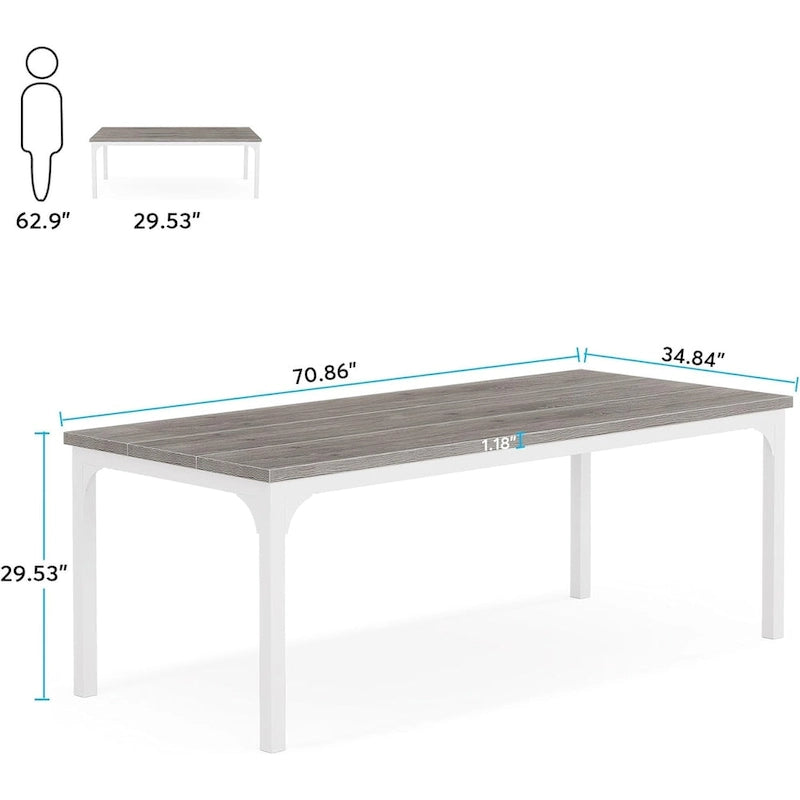 Grand bureau marron/gris, bureau d'ordinateur pour une personne