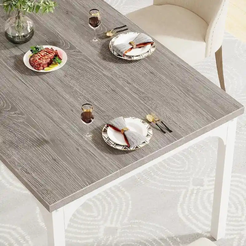 Grand bureau marron/gris, bureau d'ordinateur pour une personne