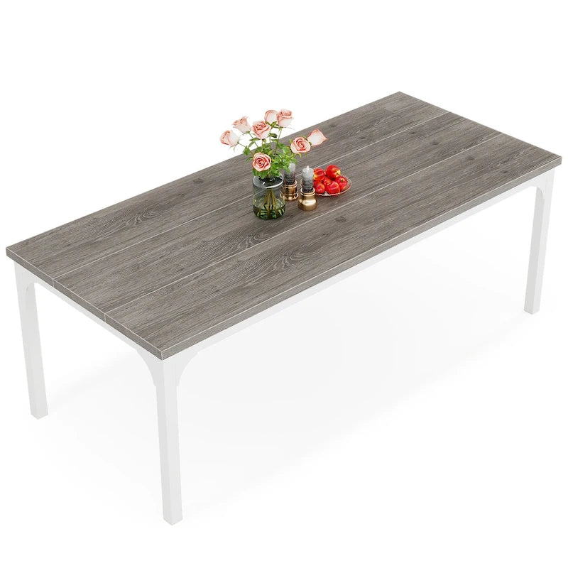 Grand bureau marron/gris, bureau d'ordinateur pour une personne