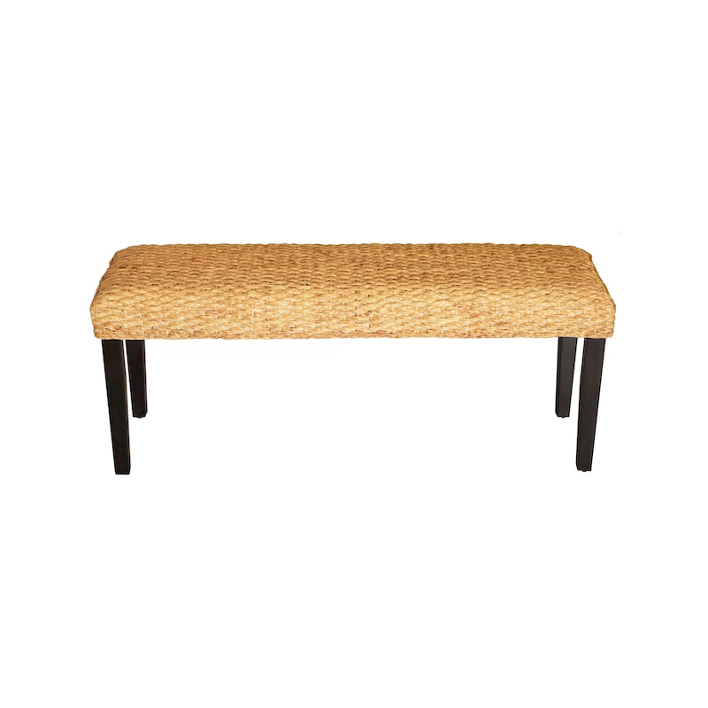 Banc intérieur 2 places jacinthe d'eau marron/gris et bois d'acacia