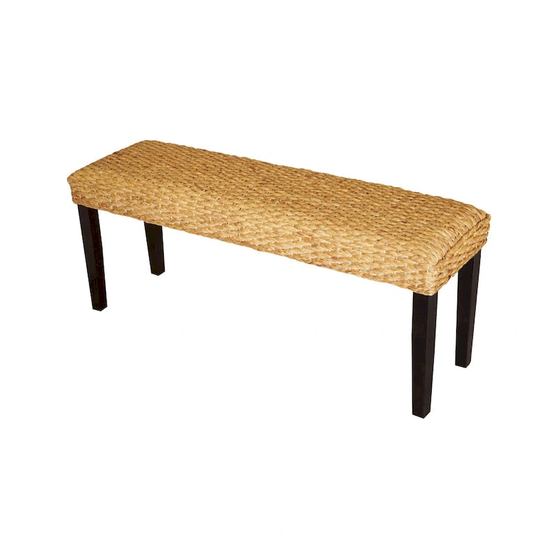 Banc intérieur 2 places jacinthe d'eau marron/gris et bois d'acacia