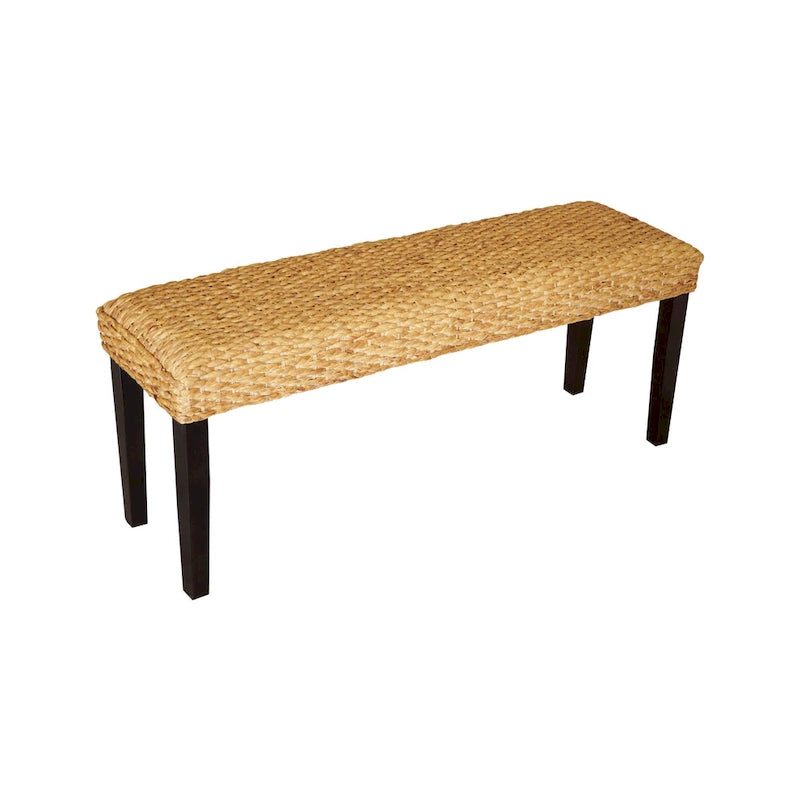 Banc intérieur 2 places jacinthe d'eau marron/gris et bois d'acacia