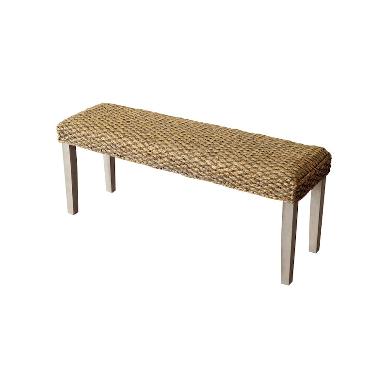 Banc intérieur 2 places jacinthe d'eau marron/gris et bois d'acacia